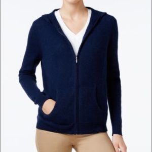 Charter Club Teal Cashmere Hoodie Cardigan